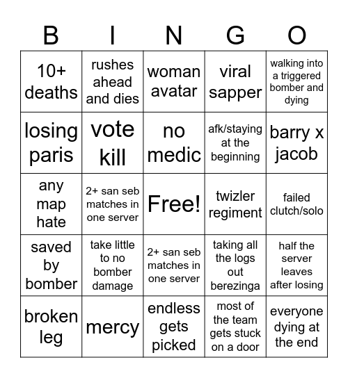 guts and blackpowder bingo Card