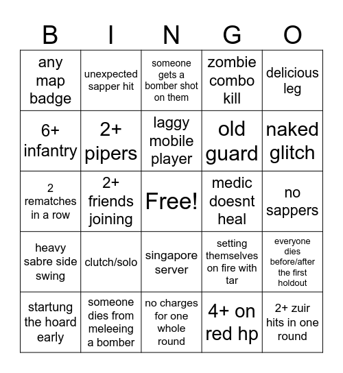 guts and blackpowder bingo Card