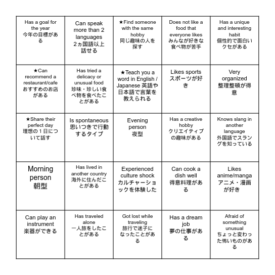 Hello World Challenge Bingo Card