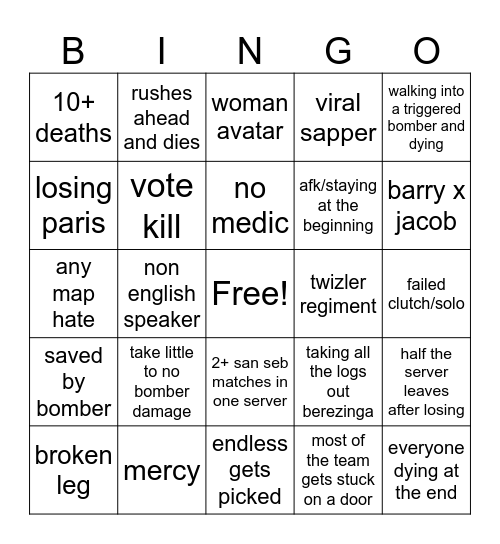 guts and blackpowder bingo Card