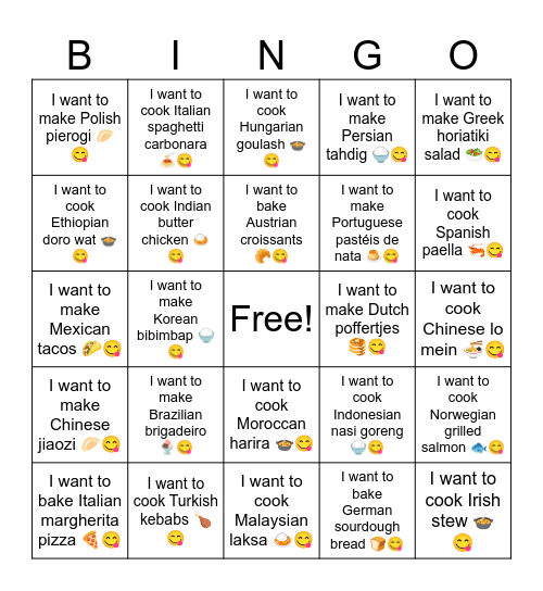 B11 L4 I want to bake French baguettes 🥖😋 Bingo Card
