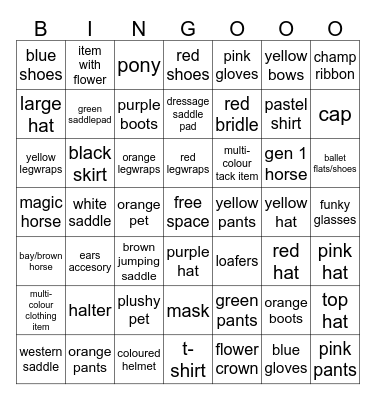 TM's dress-up bingo Card
