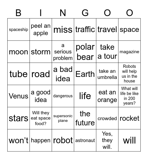 Unit 11: Will it really happen? Bingo Card