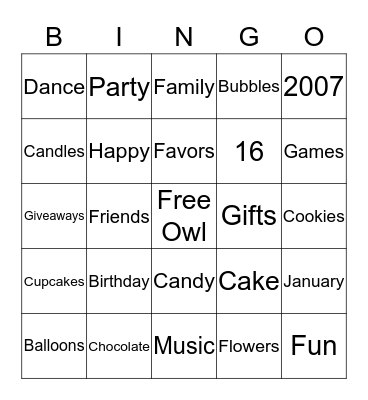 Shaikha's Owl Bingo Card