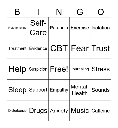 Paranoia Bingo Card