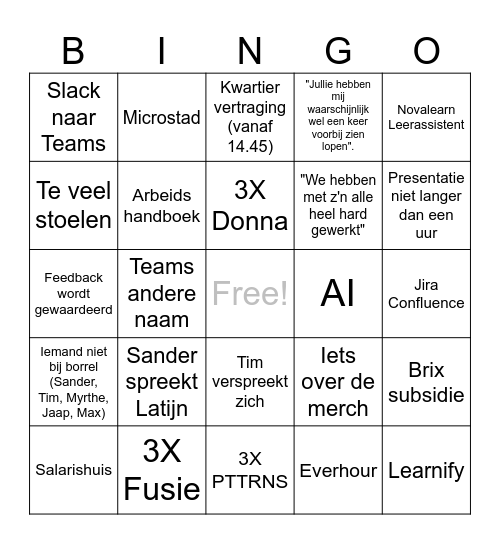 Bingo Presentatie Microstad Bingo Card