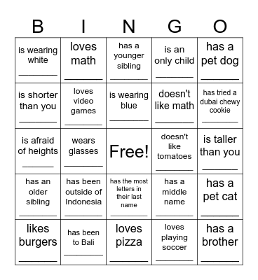 Find Someone Who BINGO Card