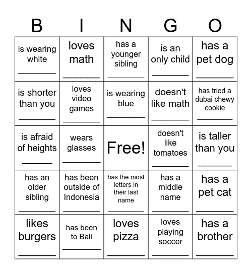 Find Someone Who BINGO Card