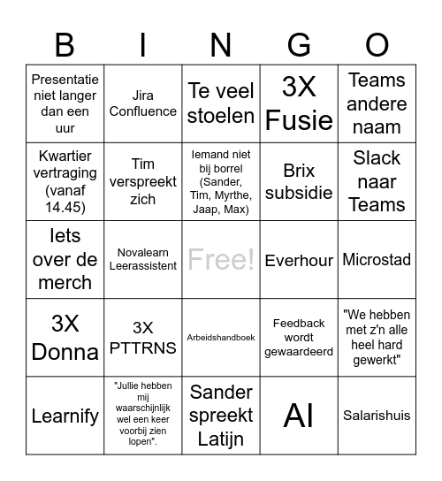 Bingo Presentatie Microstad Bingo Card