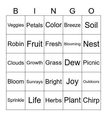 Springtime Bingo Card
