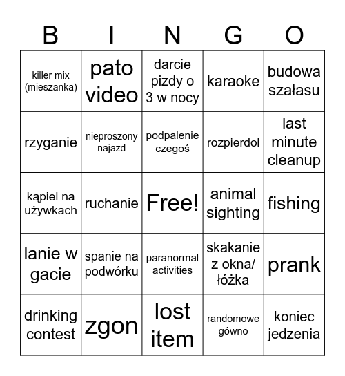 Bingo - Biwak Bingo Card