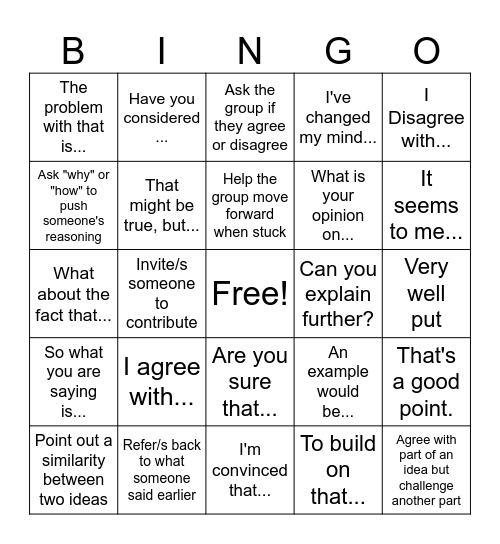 Talk-Moves Bingo Card