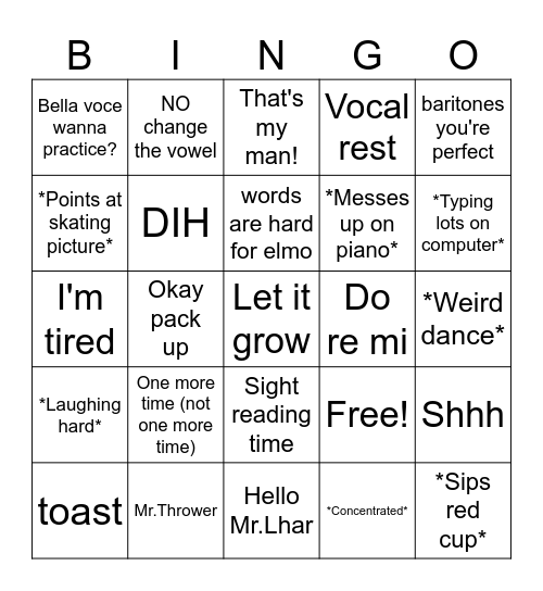 Mrs.Wilkins Bingo Card