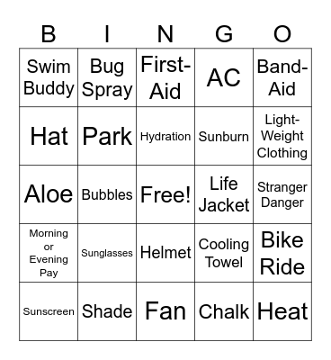 Summer Bingo Card