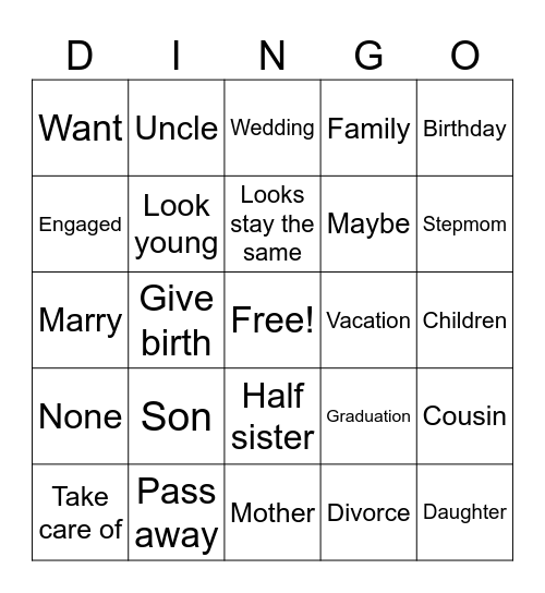 Unit 4 Bingo Card