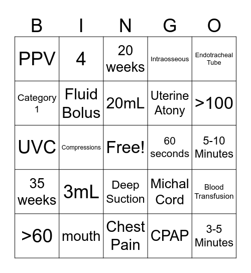 NRP Day Bingo Card
