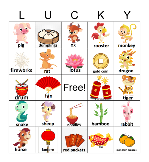 Lunar New Year Bingo Card