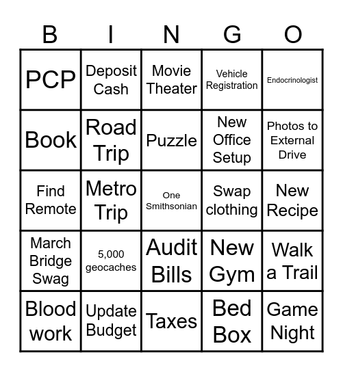 April 2926 Bingo Card