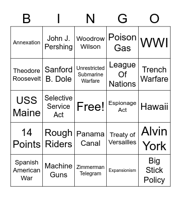 America as a World Power Bingo Card