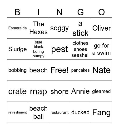 NTG and the Boring Beach Bag Bingo Card