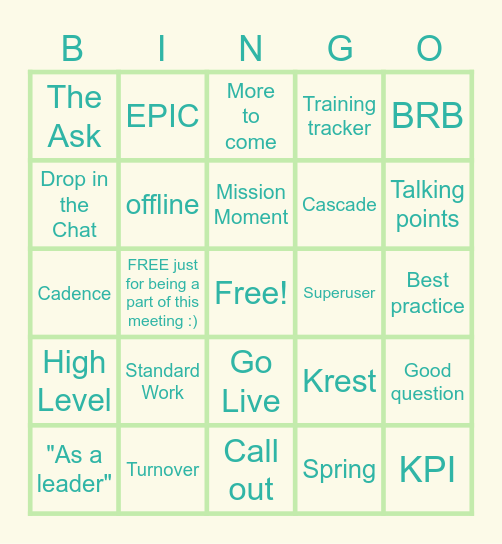 SPRINGO Bingo Card