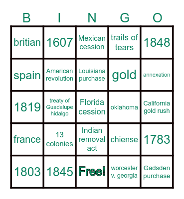 Kate bingo Card