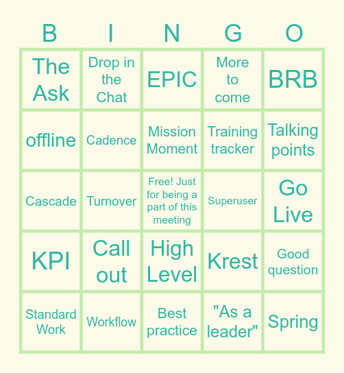 SPRINGO Bingo Card