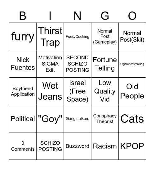 SOY FYP Bingo Card