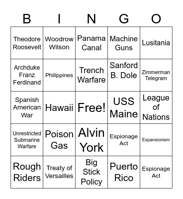 America as a World Power Bingo Card