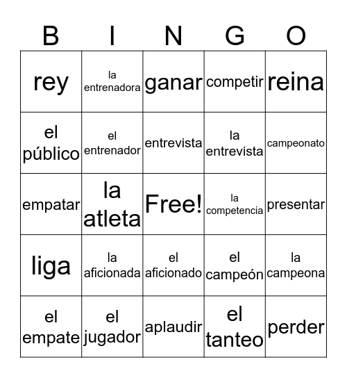 Los deportes Bingo Card