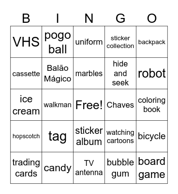 Childhood Bingo Card