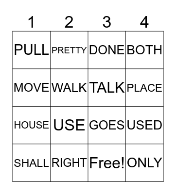 SIGHT WORDS Bingo Card