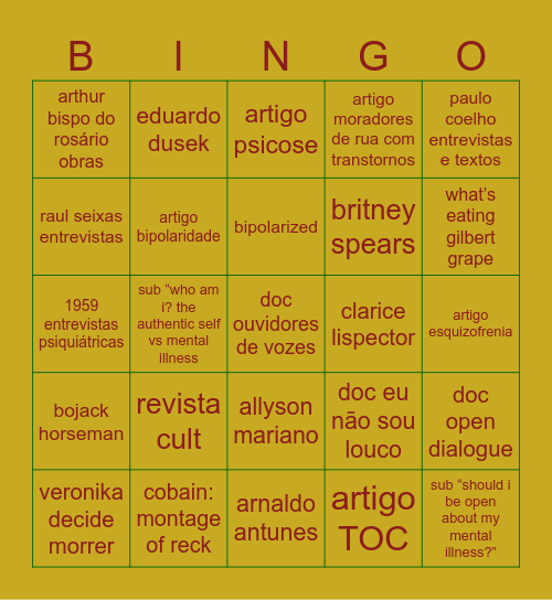 imersão livro novo Bingo Card