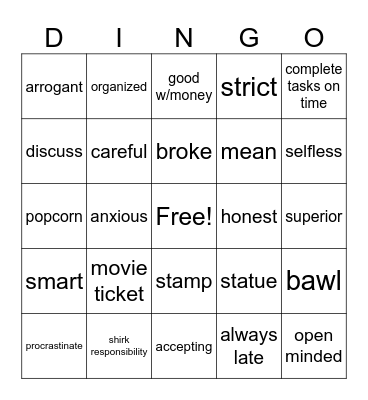 Unit 10 Bingo Card