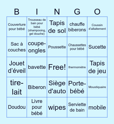 Baby Shower Noémy & Nikolas Bingo Card