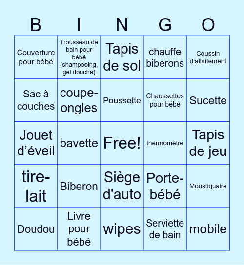 Baby Shower Noémy & Nikolas Bingo Card