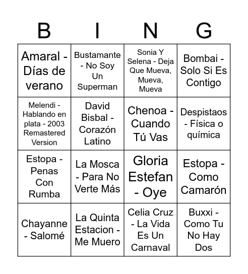 Los 2000s Bingo Card