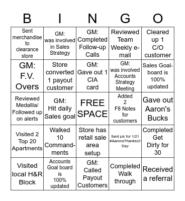 S. JAX P&L BINGO Card
