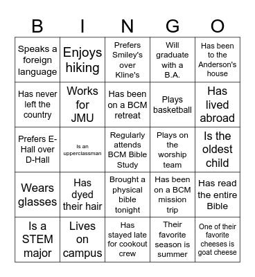 BCM Bingo Card