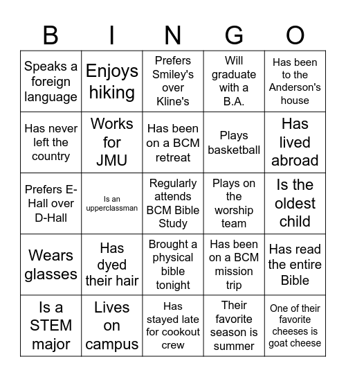 BCM Bingo Card