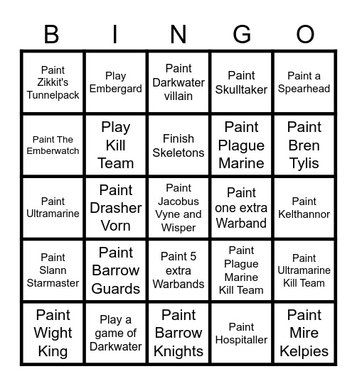 Warhammer Q2 Bingo Card