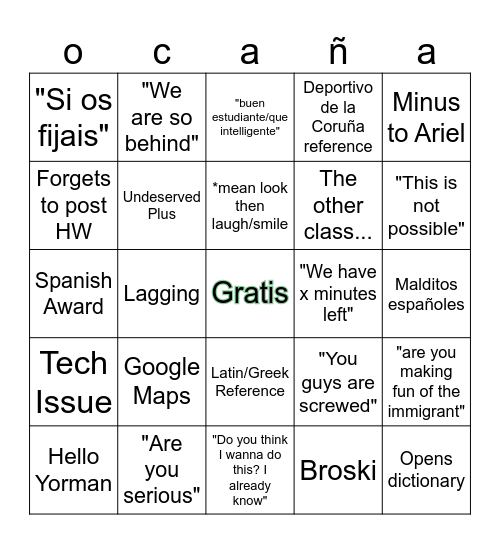 ocaña bingo Card
