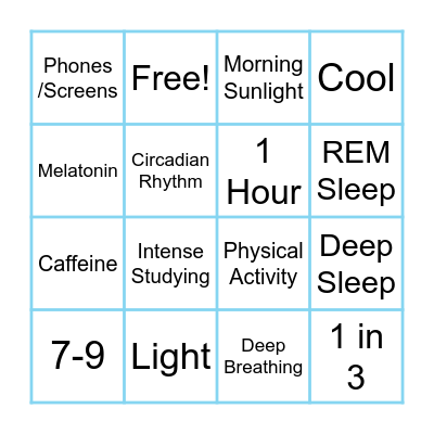 Sleep Health Bingo Card