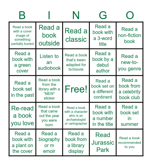 2026 Summer Reading Program Adult & Teen Bingo Card