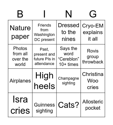 Vanessa defends her PhD Bingo Card