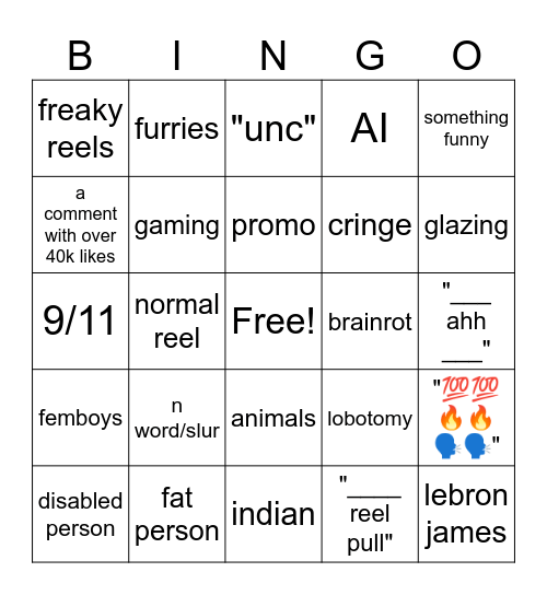 ig reels bingo 2025 Bingo Card
