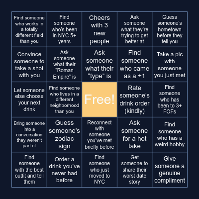 Friends of Friends Bingo Card