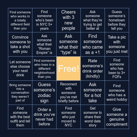Friends of Friends Bingo Card