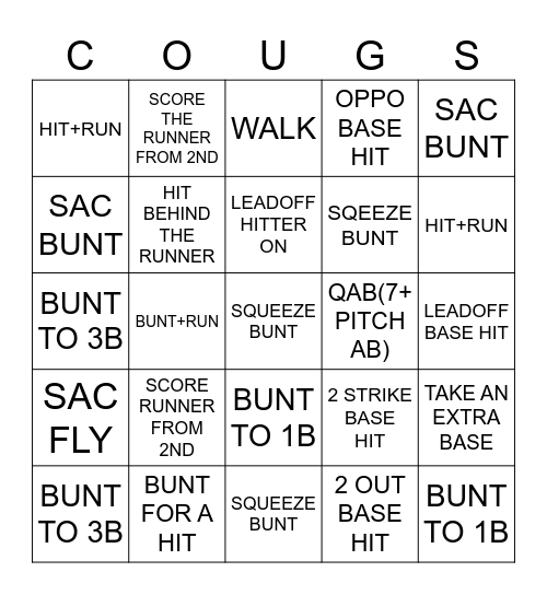 ICC SOFTBALL Bingo Card