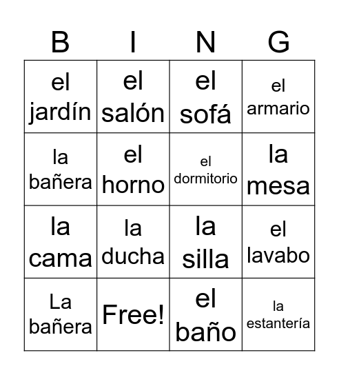 La casa Bingo Card